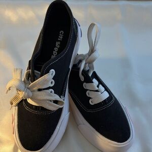 Kids Black and White Canvas Sneakers